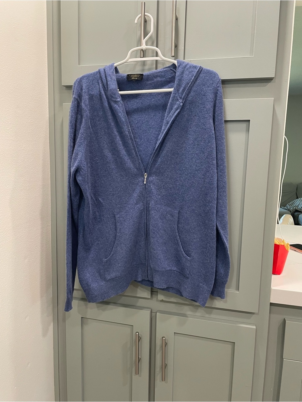 Charter Club Light Blue Cashmere Zip Hoodie